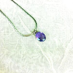 Necklace 18" Sterling silver Cobra Chain Amethyst Pendant